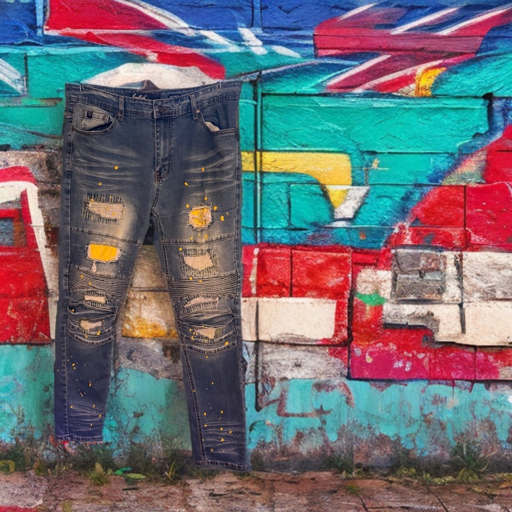 🔥 Switch® REMARKABLE Slim Taper Jeans
• Street-Art Vibes • 34x32 • Like New
